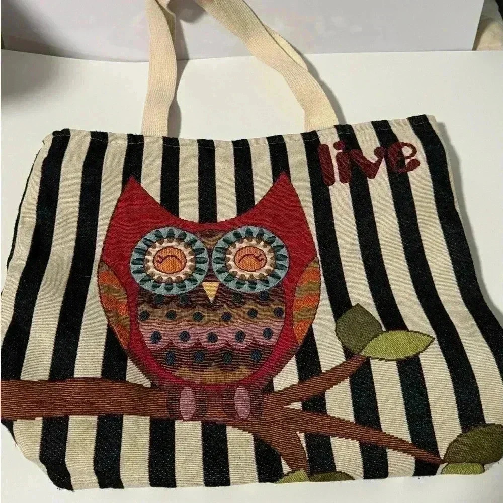 Large fabric owl tote